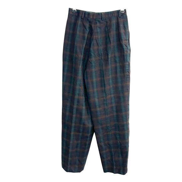 Vintage Lady Nash Plaid Wool Pleated Trousers Sz 8 Dark‎ Academia Classic - Picture 5 of 8